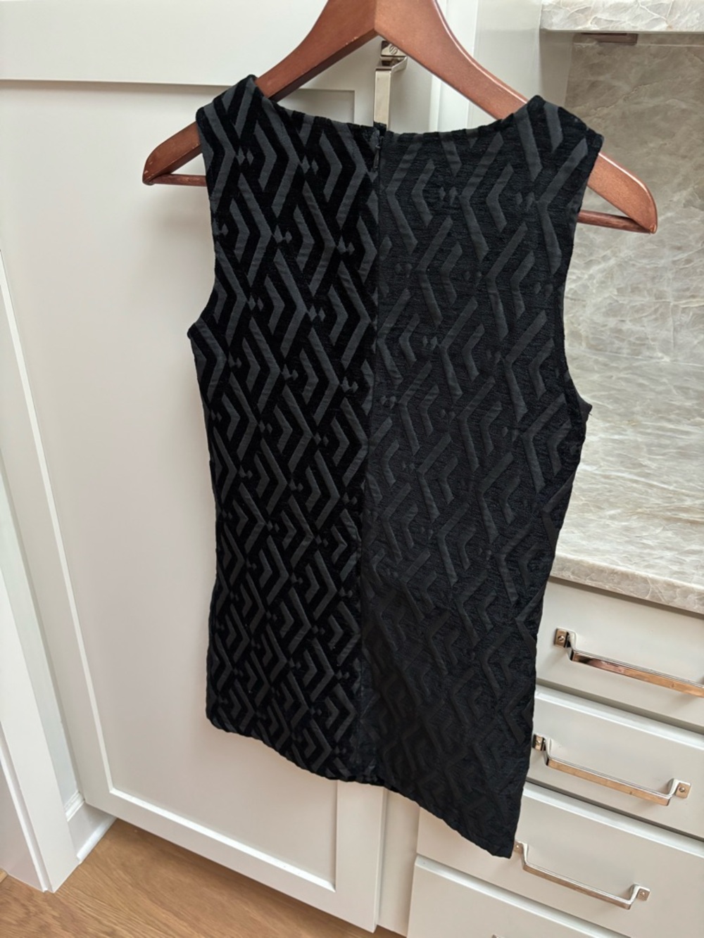 Sleeveless Black Textured Mini Dress